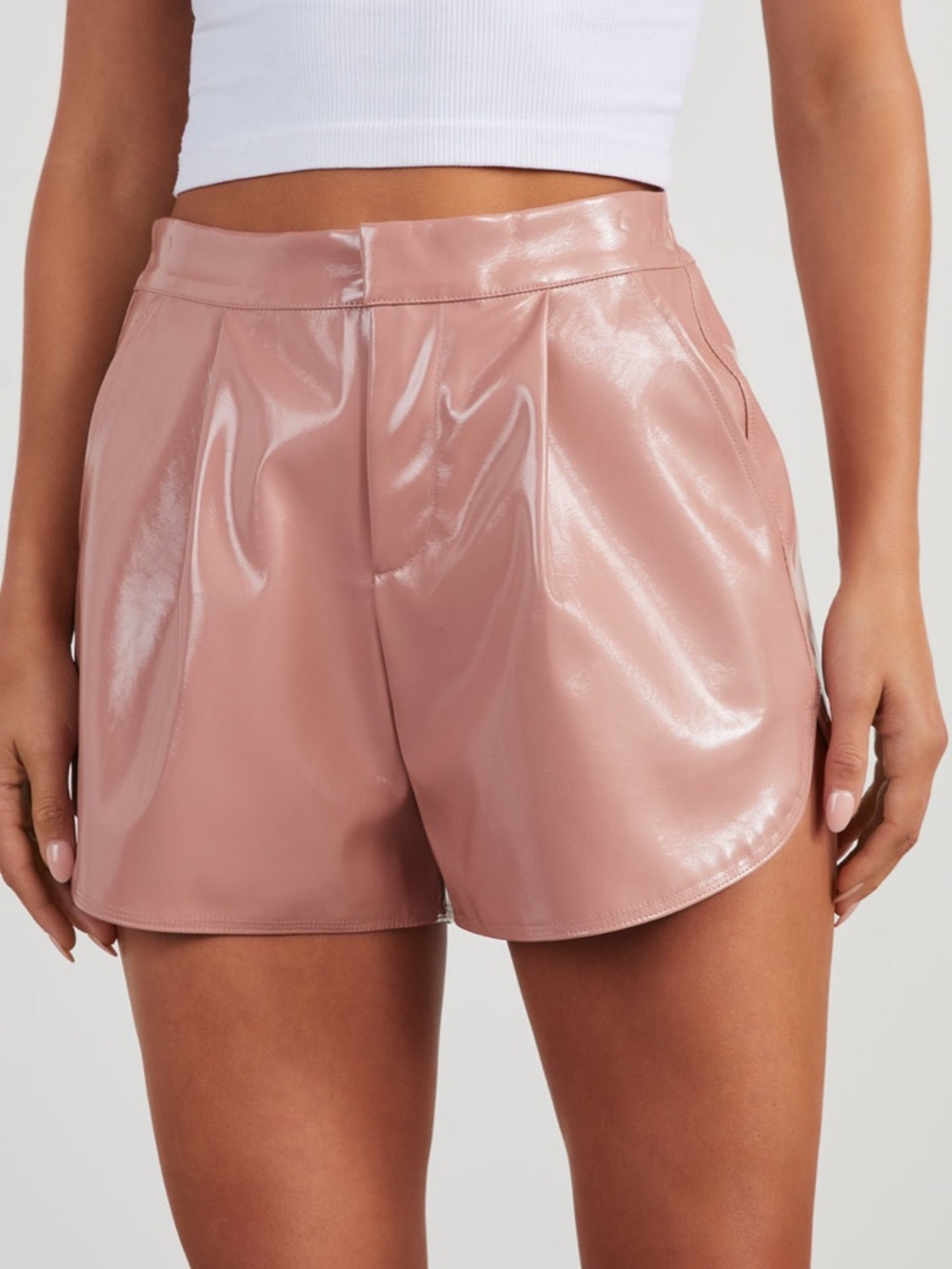 Women's Pink Vegan Leather Casual Shorts
